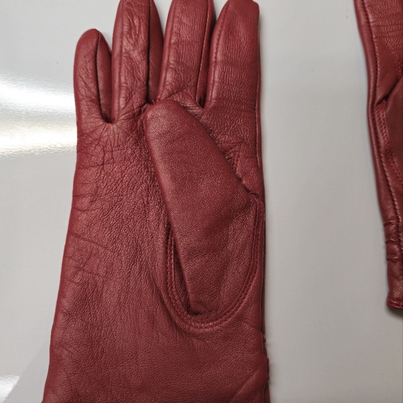 Etienne Red Professional Leather Shell Cashmere Lining Medium Size Vintage - Picture 3 of 10